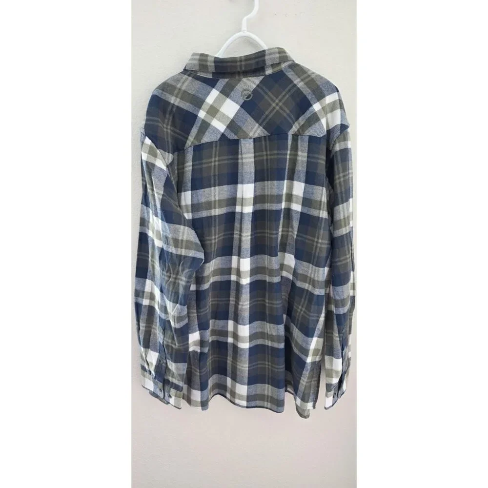 Magellan Outdoors Canyon Creek Plaid Flannel Shirt Blue Green Cotton 3XL - Picture 7 of 8